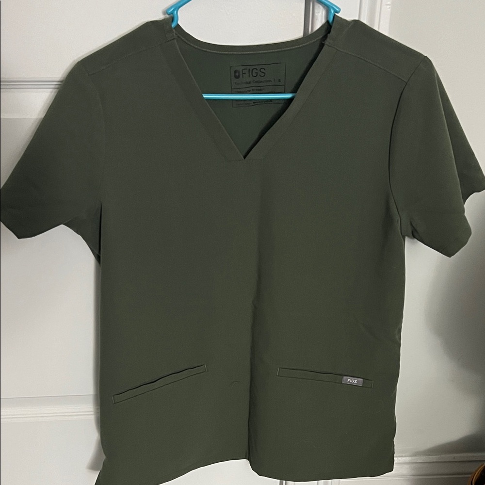 Figs Olive V-Neck Medical Scrub Top